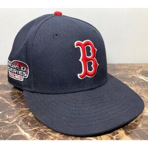 Boston Red Sox New Era 2004 World Series Fitted Hat Cap Size 7 3/8 Floral Brim